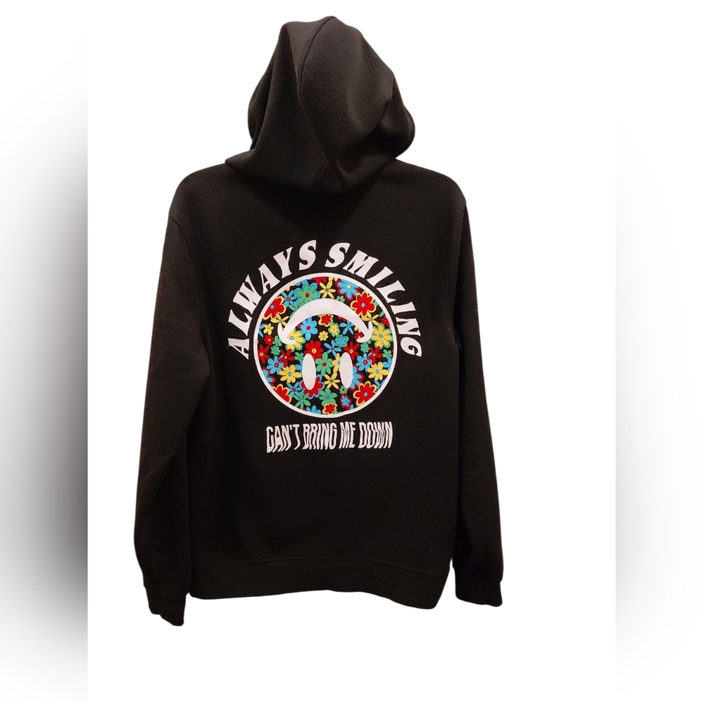 "Brooklyn Cloth" Always Smiling Black Graphic Sweater Unisex Sz M No flaws...